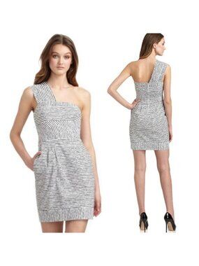 BCBGMAXAZRIA Estella One Shoulder Striped Dress 6